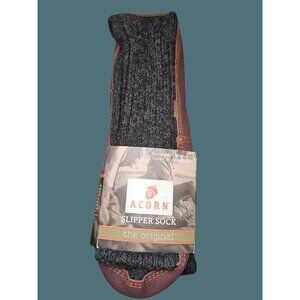 Acorn Slipper Sock Charcoal Ragg Wool Men Size XXL 13.5 -14.5